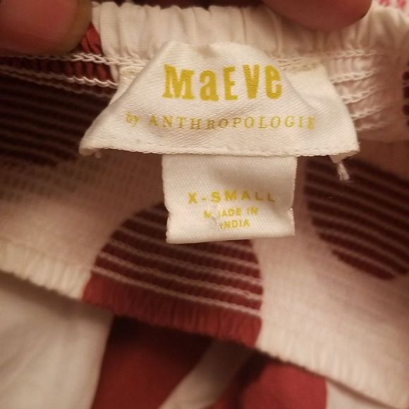 Anthropologie Maeve Polka Dot Smocked Mini Dress Cream/Rust NWOT Sz. XS - Picture 6 of 9